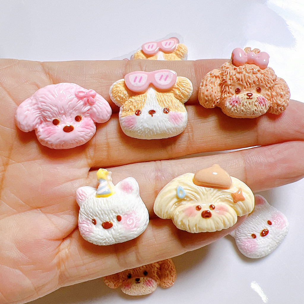 10 ชิ้น/เซ็ต Curly Dog เรซิ่น Flatbacks DIY Hole รองเท้าดอกไม้เคสโทรศัพท์ Patch อุปกรณ์เสริม