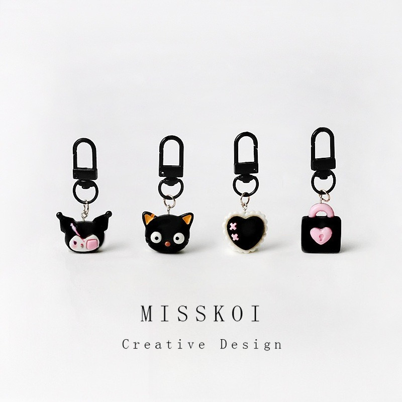 พวงกุญแจ MissKoi ลายการ์ตูน Kuromi ตาเดียวและแมวตาโตสีดำ สำหรับกระเป๋าและจี้
