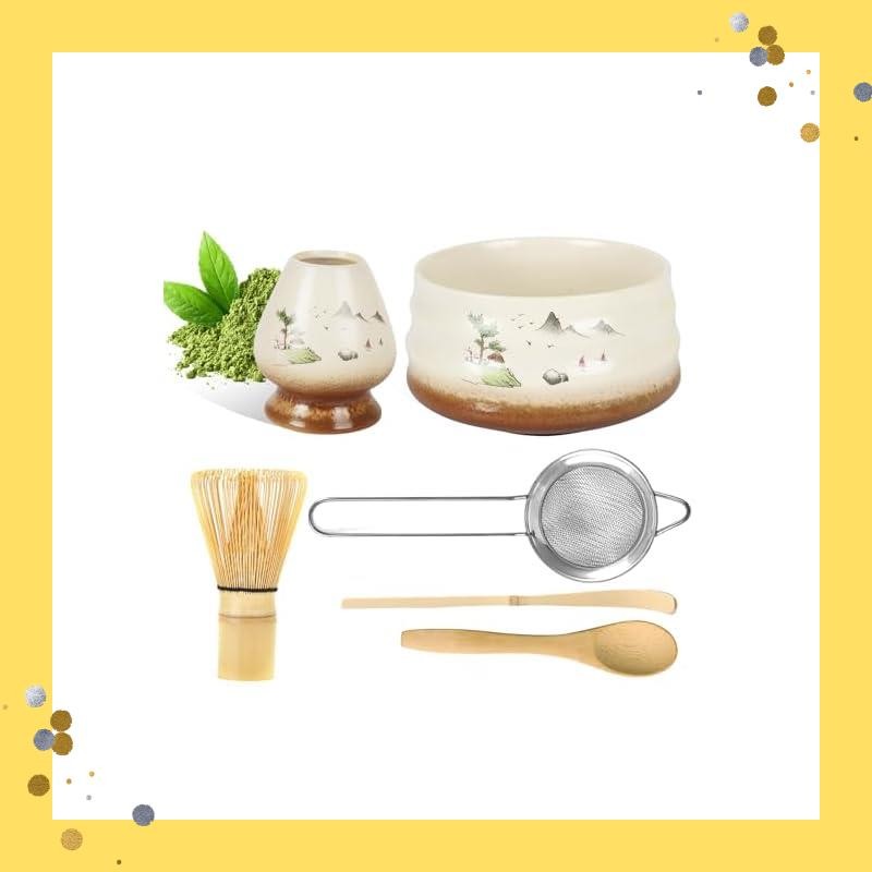 YTCYKJ 6-piece set of tea utensils, matcha set, Japanese tea set, matcha kit, matcha whisk set, matc
