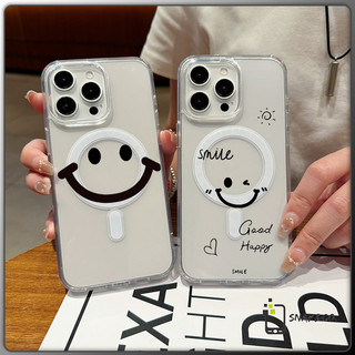 การชาร์จแบบไร้สาย เปลือกแม่เหล็ก สติกเกอร์ smile for iPhone X XS MAX XR 7/8PLUS 16 15 14 เคสไอโฟน 13 12 11 PRO MAX ขั้นส