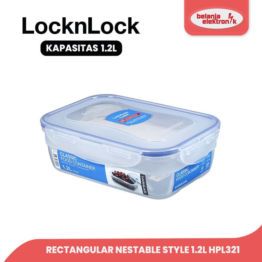 LOCKNLOCK CONTAINER RECTANGULAR NESTABLE FOOD CONTAINER 1.2L HPL321