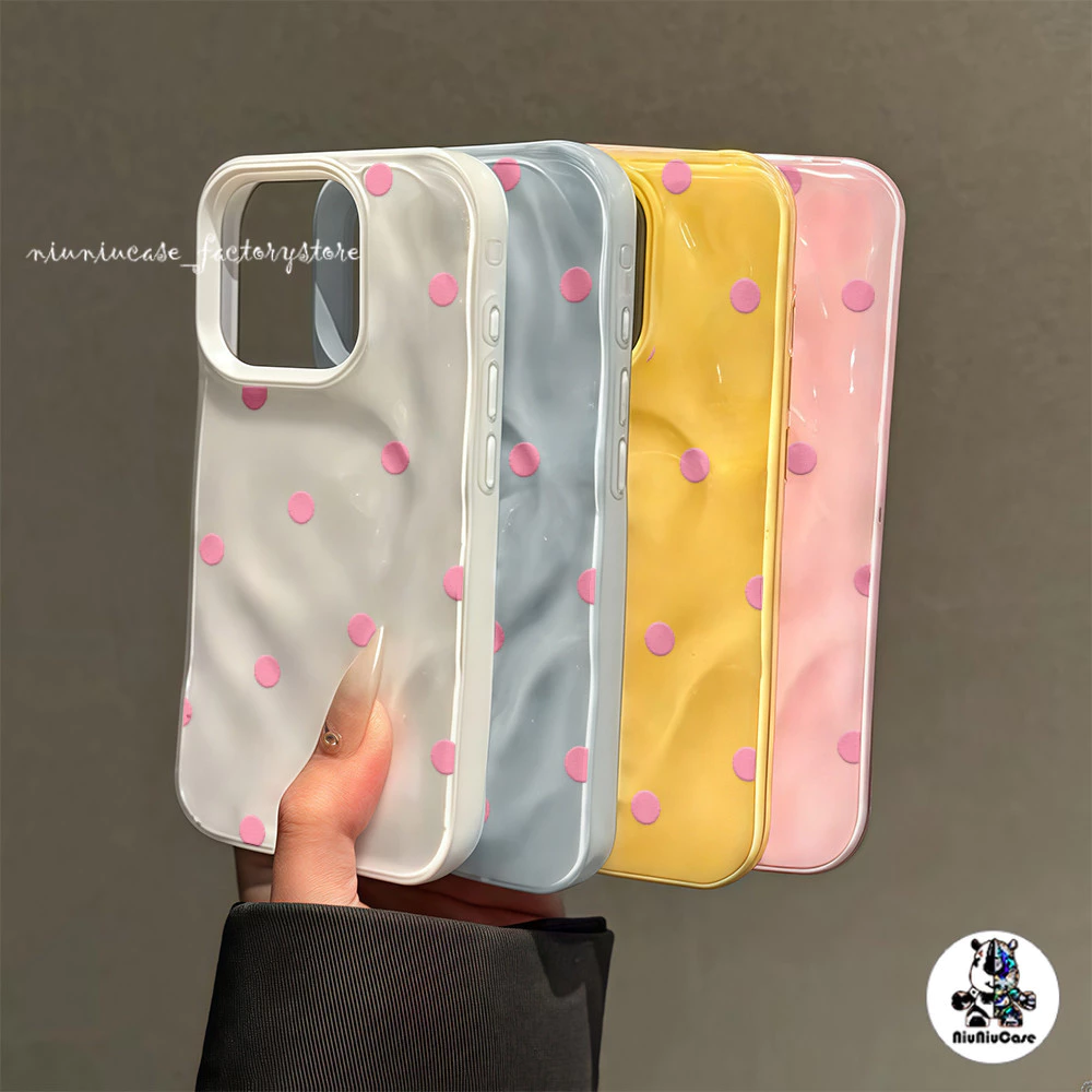 For IPhone 16 15 14 13 12 11 Pro Max X XR XS Max 7 8 Plus Simple Polka Dots เคสโทรศัพท์การ์ตูน เคสไอโฟน13 Soft TPU Case thumbnail 5