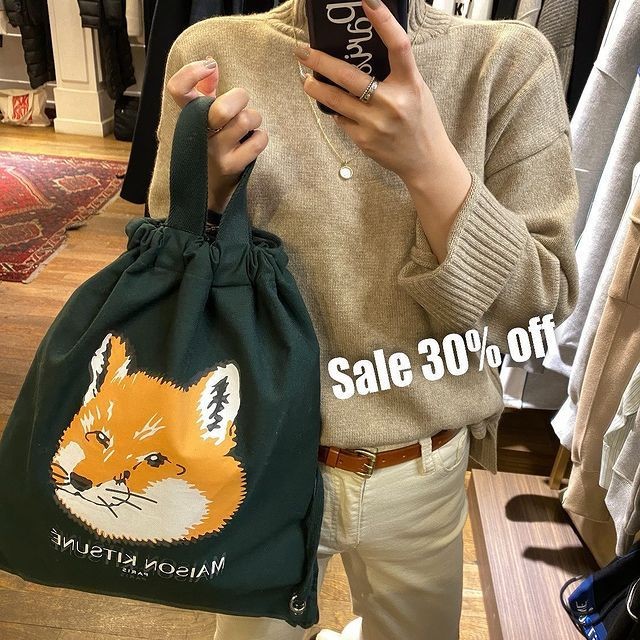 Maison Kitsune Love French Elegant Italian Canvas Bag Backpack