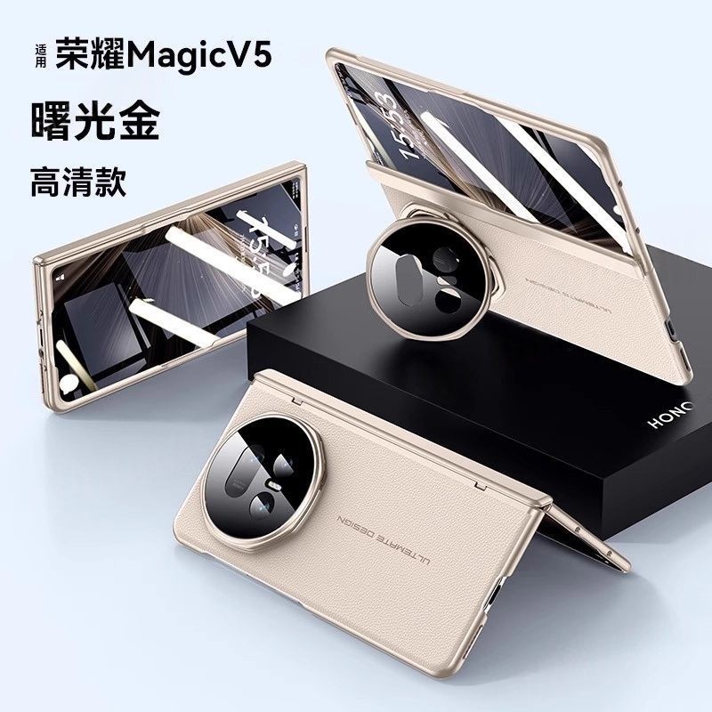 เคส Honor Magic V5 Case Hornor Honer Casing โทรศัพท์แบบพับได้  Stand ฝาครอบป้องกันหนังแท้ เคสได้กับ