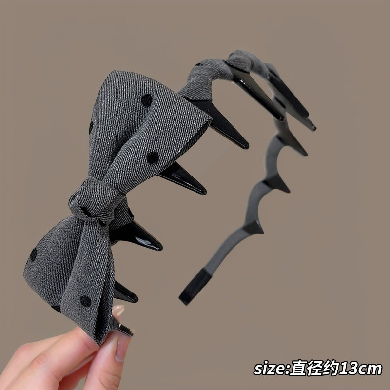 ที่คาดผมลายจุดโบว์สำหรับผู้หญิง แบบหัวโล้น สบายในการสวมใส่ทุกวัน มาพร้อมระบบป้องกันการเลื่อนและทำความสะอาดได้ง่าย - รูปที่ 6