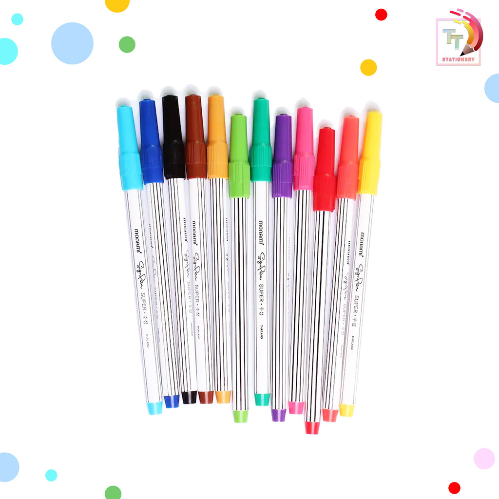 MONAMI (โมนามิ) ปากกาเมจิก ปากกาสีน้ำ รุ่น Sign Pen ซูเปอร์ไซน์เพน ขนาด 0.5 มม. มี 12 สี ( 1 ด้าม ) - รูปที่ 4