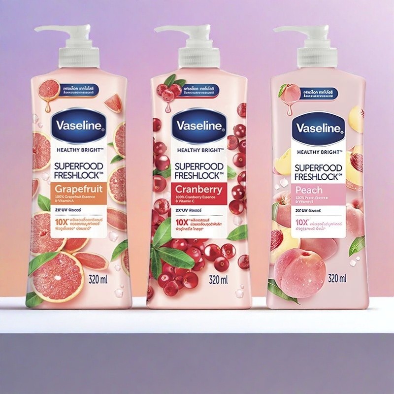 ️ Thailand Vaseline Superfood Body Lotion Peach Grapefruit Cranberry Moisturizing Brightening *