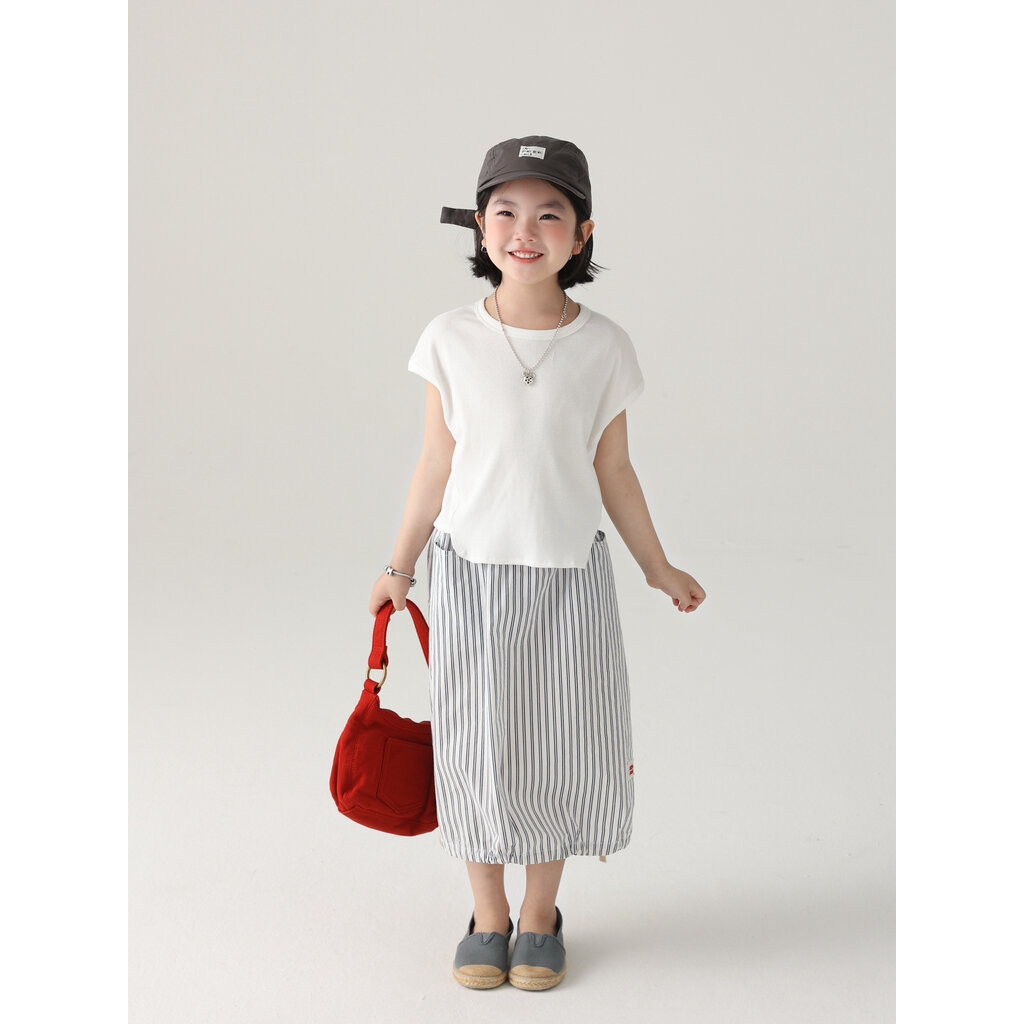 LLT-53 เสื้อยืดเด็กผู้หญิง แขนล้ำ โทนสีพื้นมี 3 สี ทรงเว้าตรงเอว เนื้อผ้ายืดนิ่มใส่สบาย (ขนาด 90-150)