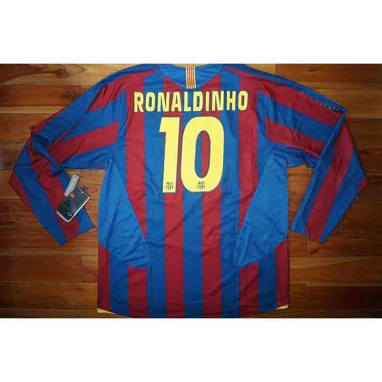 2005-2006 Barcelona Home Long Sleeve Retro Man Football Jersey- Terry66