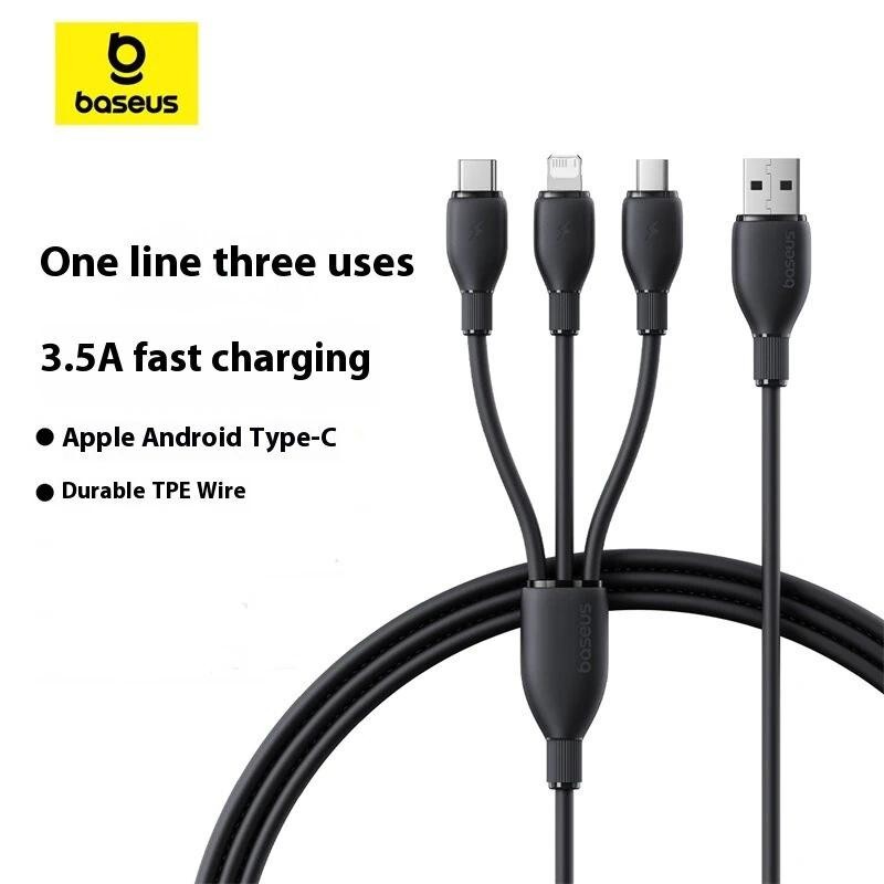 Baseus Fast Speed Series 3.5A USB-A ถึง Micro/iP/USB-C Cable Fast Charging Data Transmission Tined C