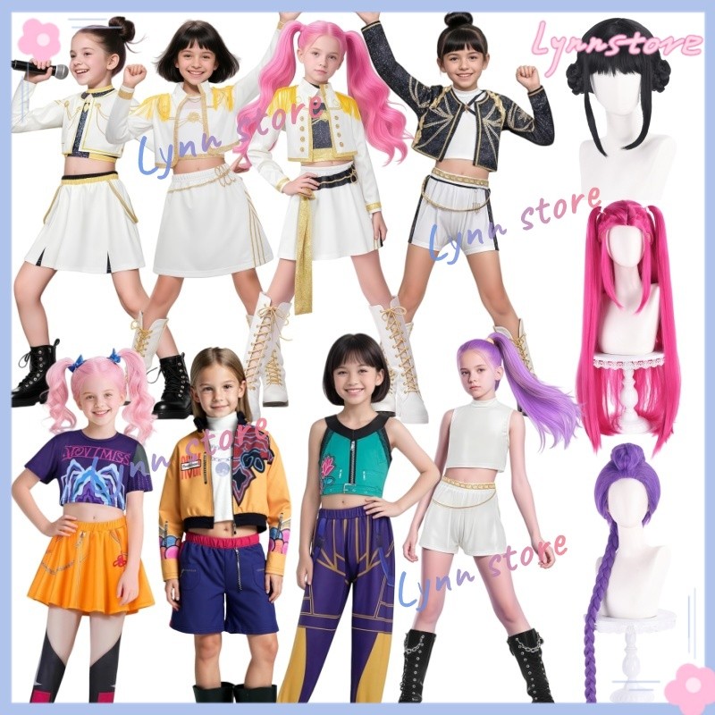 [ขนาดเด็ก]DEMON HUNTERS คอสเพลย์เครื่องแต่งกาย RUMI ZOEY MIRA Cos เครื่องแบบชุดแอนิเมชั่น KPOP สวมบทบาทชุด