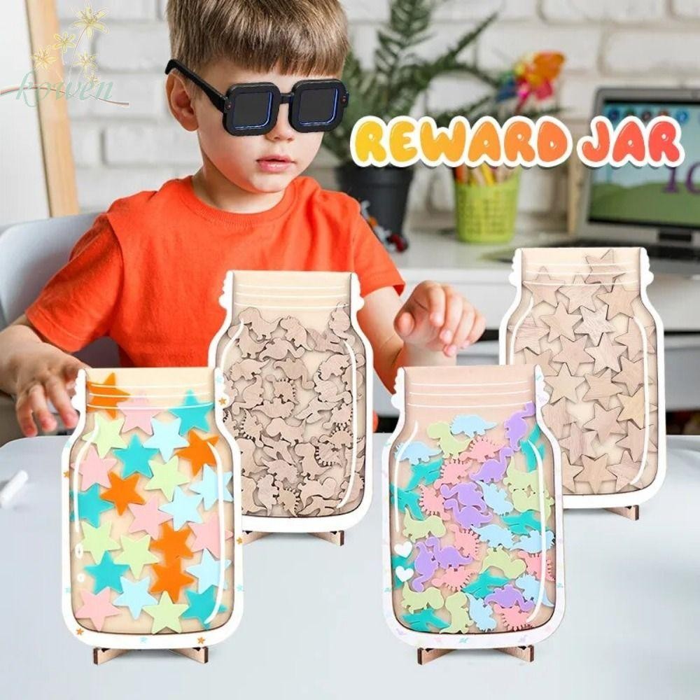 KOWEN เด็ก Star Reward Jars, การ์ตูนหัวใจ Positive Beahavior Rewards Jar, ห้องเรียนการจัดการ Jar พร้