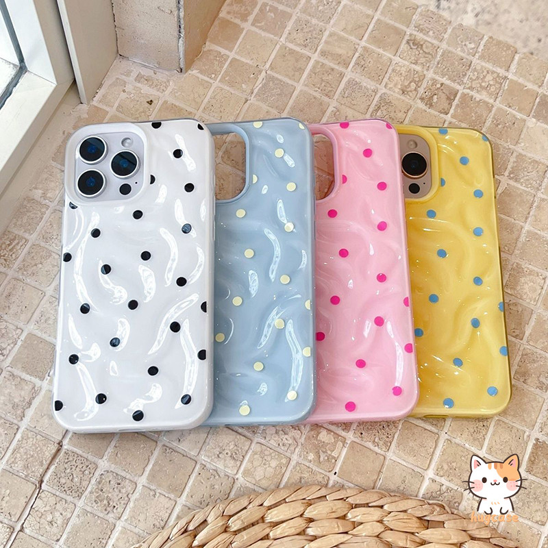 เคสไอโฟน13 น่ารักมีสีสันรอบจุดความหรูหราคลื่น สำหรับ IPhone 13 11 16 14 15 12 Pro Max 8Plus 7Plus 6 6s 8 7 14 16 15 Plus