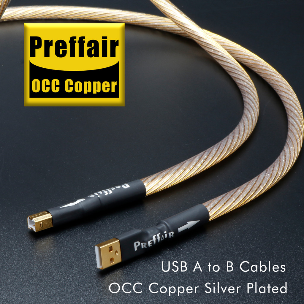 Prefair สาย USB OTG occ silver plated USB Type A to B Data Cable for canner, Laptop, Fax Machine, Pe