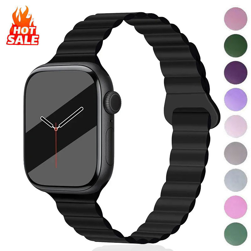 ผู้หญิงบางซิลิโคนสายรัดแม่เหล็กสร้อยข้อมือสําหรับแอปเปิ้ลดูอัลตร้า2 49มิลลิเมตร44มิลลิเมตร40มิลลิเมตร ส10 42มิลลิเมตร/46มิลลิเมตร ฉันดู ชุด 9 8 7 6 กับ 5