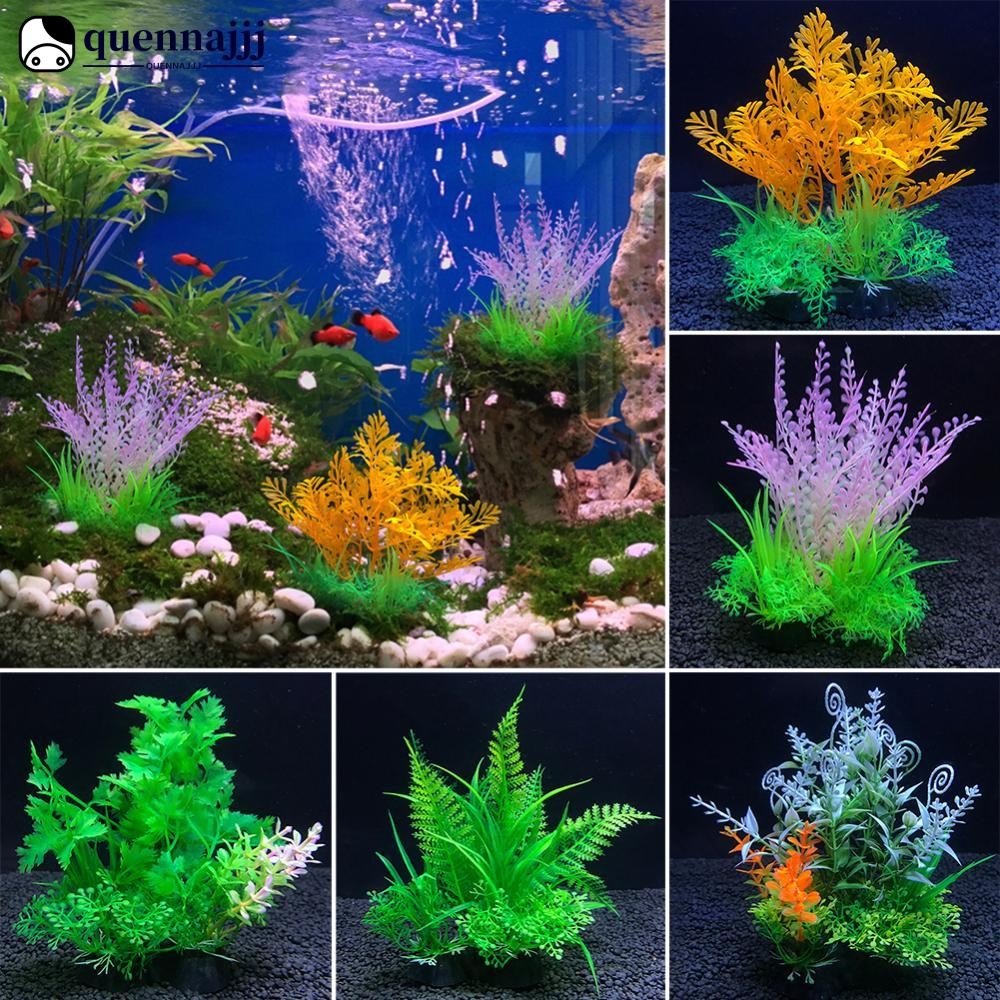 QHENNA จําลองพืชประดิษฐ์ Aquarium Decor หญ้าน้ําวัชพืชเครื่องประดับพืชถังปลา Aquarium หญ้าอุปกรณ์ตกแ