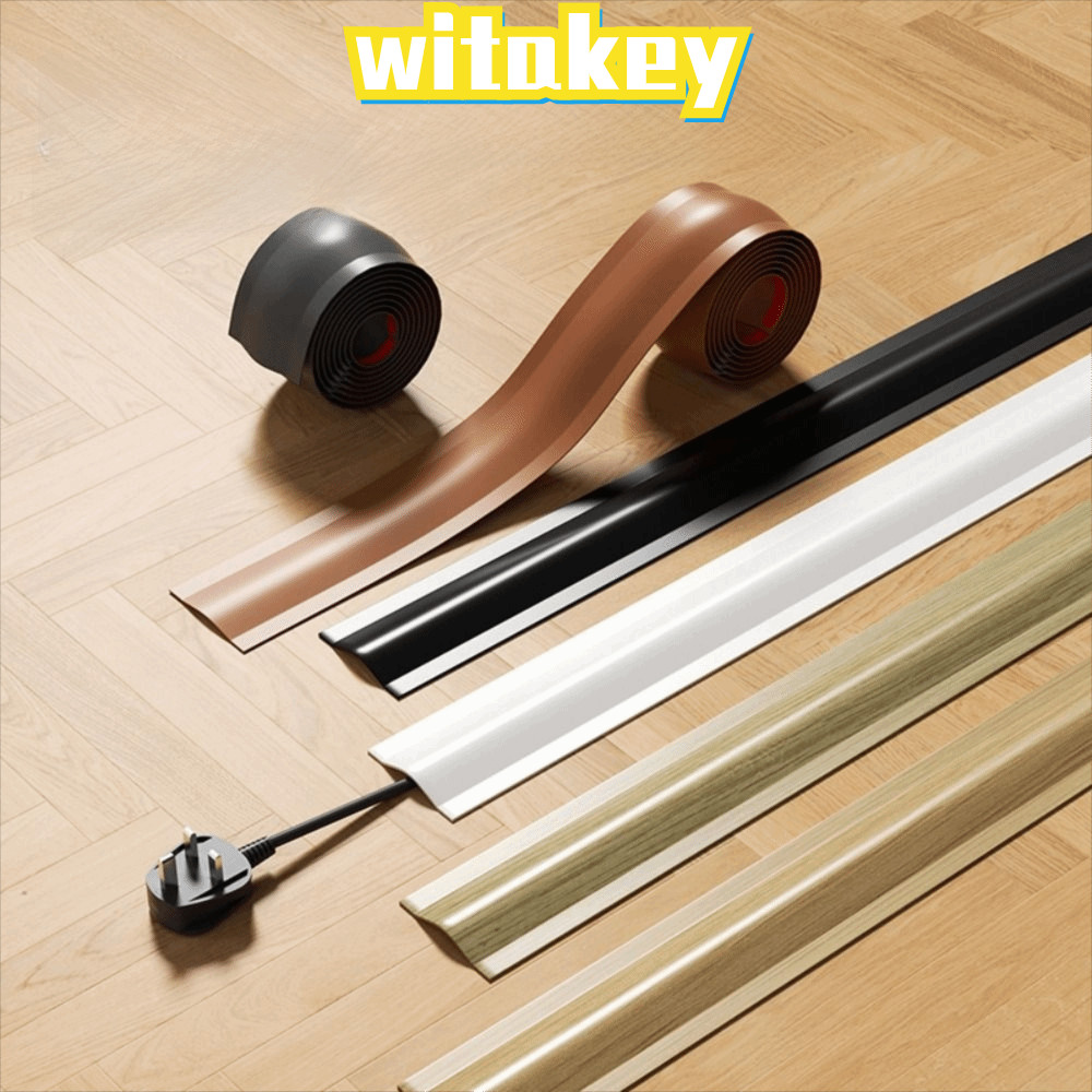 ฝาครอบสายไฟ WITAKEY, ฝาครอบสายไฟ PVC อ่อน, การจัดการสายเคเบิลที่ทนทานคุณภาพสูง Self-Adhesive Floor Cable Cover Home