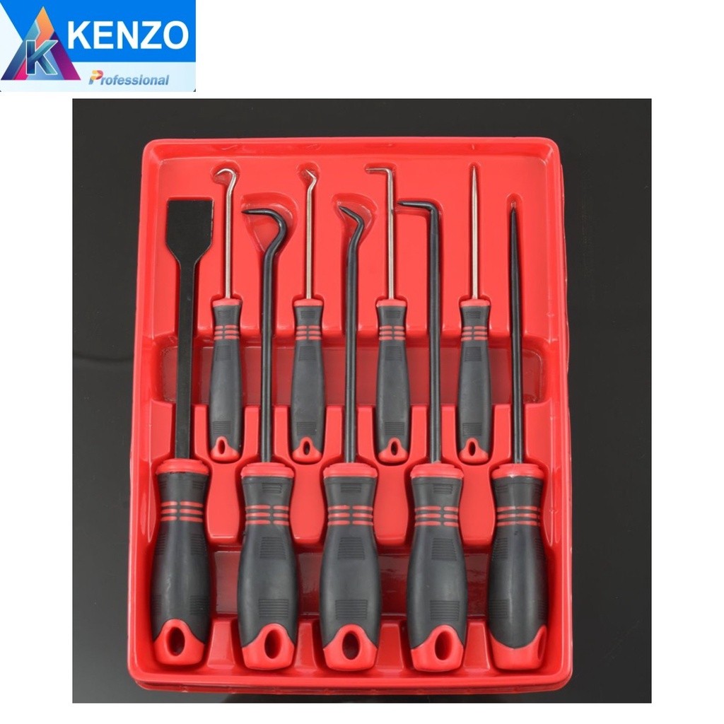 💫ร้านไทย💫 KENZO ชุดตะขอเกี่ยวซีล ที่ขูดปะเก็น 9 ตัวชุด ไขควงงัดซีลยาง ตะขอเกี่ยวดึงโอริง หรือซีนยาง ตะขอเกี่ยวซีลโอริง