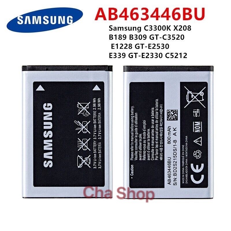 แบตเตอรี่ Samsung C3300K X208 B189 B309 GT-C3520 E1228 GT-E2530 E339 GT-E2330 C5212 battery AB463446