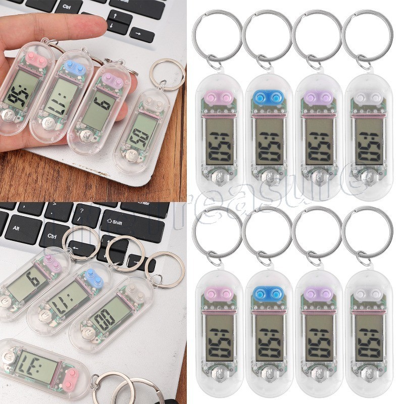 4/1ชิ้น โปร่งใสมินินาฬิกาดิจิตอลพวงกุญแจ-สําหรับห้องเรียน,สํานักงาน-เงียบสอบนาฬิกา-กระเป๋าแขวนอุปกรณ์เสริม-อิเล็กทรอนิกส์การศึกษาจับเวลาผู้ถือกุ