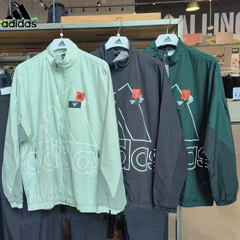 Adidas Original Bomber Jacket เสื้อแจ็คเก็ตกลางแจ้ง Hooded Windbreaker Plain Jacket เสื้อกันลม Unisex
