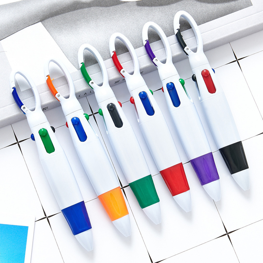 ปากกาลูกลื่น กระเด้ง 4 สี 1 ชิ้น ปากกาลูกลื่นหลายสี 1 มม. ปากกาพกพาแบบพกพา เครื่องเขียน อุปกรณ์การเรียนรู้