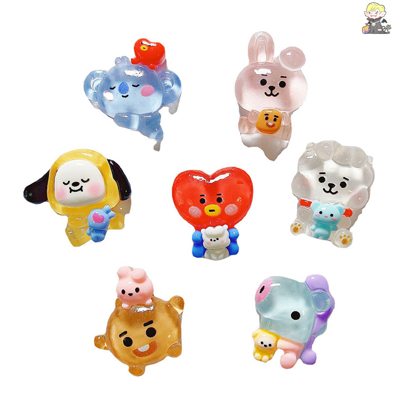 [CL] 10 ชิ้น/เซ็ต Kawaii Bt21 โปร่งใส DIY อุปกรณ์เรซินเปลือกโทรศัพท์มือถือน่ารักการ์ตูน Hairpin ผมคู่มือ DIY วัสดุกระเป๋า TH