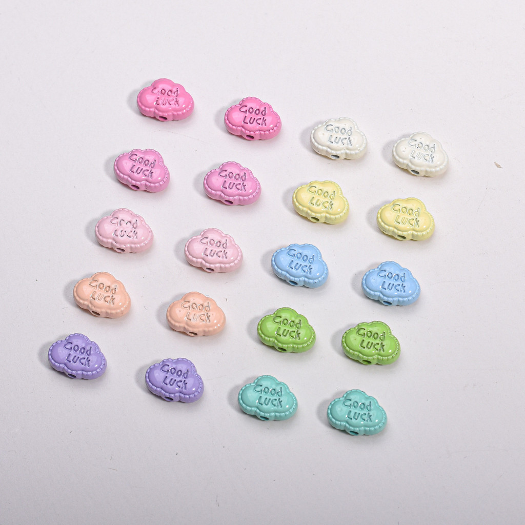 การ์ตูน Lucky Cloud LUCK สีสันตรงหลุมโลหะผสมสังกะสีลูกปัด DIY โทรศัพท์มือถือกระเป๋าโซ่อุปกรณ์เสริมลูกปัด