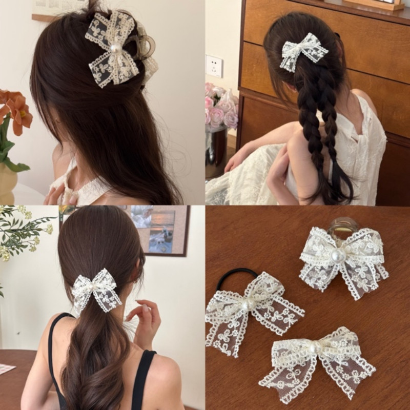 ลูกไม้สวย Bowknot Hairpin Bangs คลิปคลิปผม Hairpin อุปกรณ์เสริมสําหรับสาวหวาน
