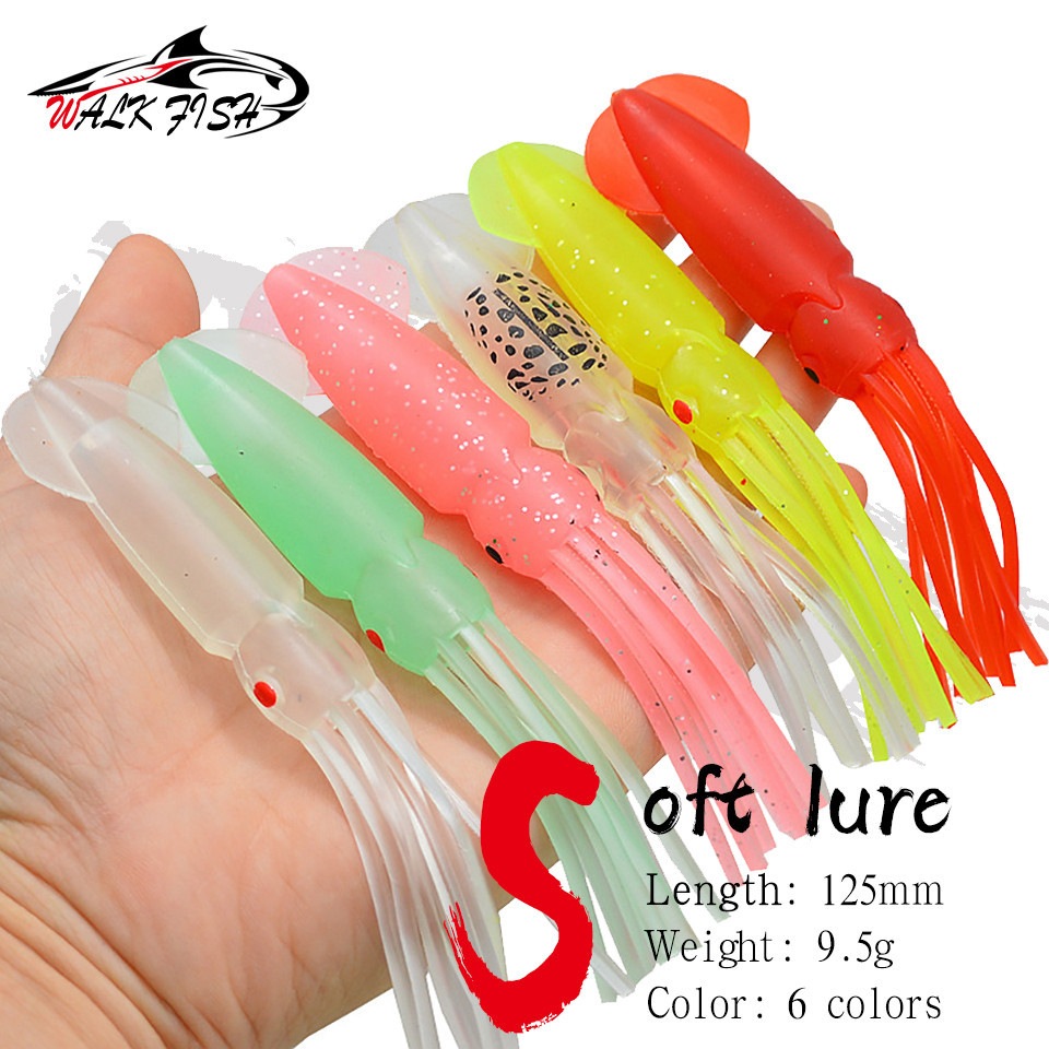 เดินปลา 3/6 ชิ้น 125 มิลลิเมตร/9.5 กรัมเหยื่อตกปลาอ่อนไบโอนิคปลาหมึกปลาหมึกปลอมตกปลาเทียมรอก