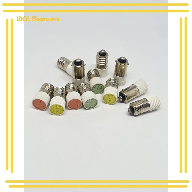 ราคาถูก! led ba9s e10 สีแดง เขียว เหลือง 12v 24v 220v ขั้วเกลียว ขั้วเขี้ยว