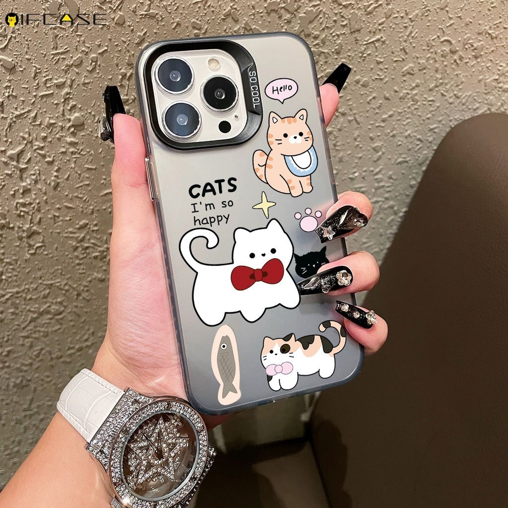 สําหรับ Xiaomi 14T Mi 11 10 Pro Ultra Lite 10S CC9e A3 เคสโทรศัพท์แมวน่ารักแมว Bowknot Bow Tie หรูหราเลเซอร์เงา Shining Glitter Matte Frosted สีดําเงินปลอกกรณีฝาครอบ