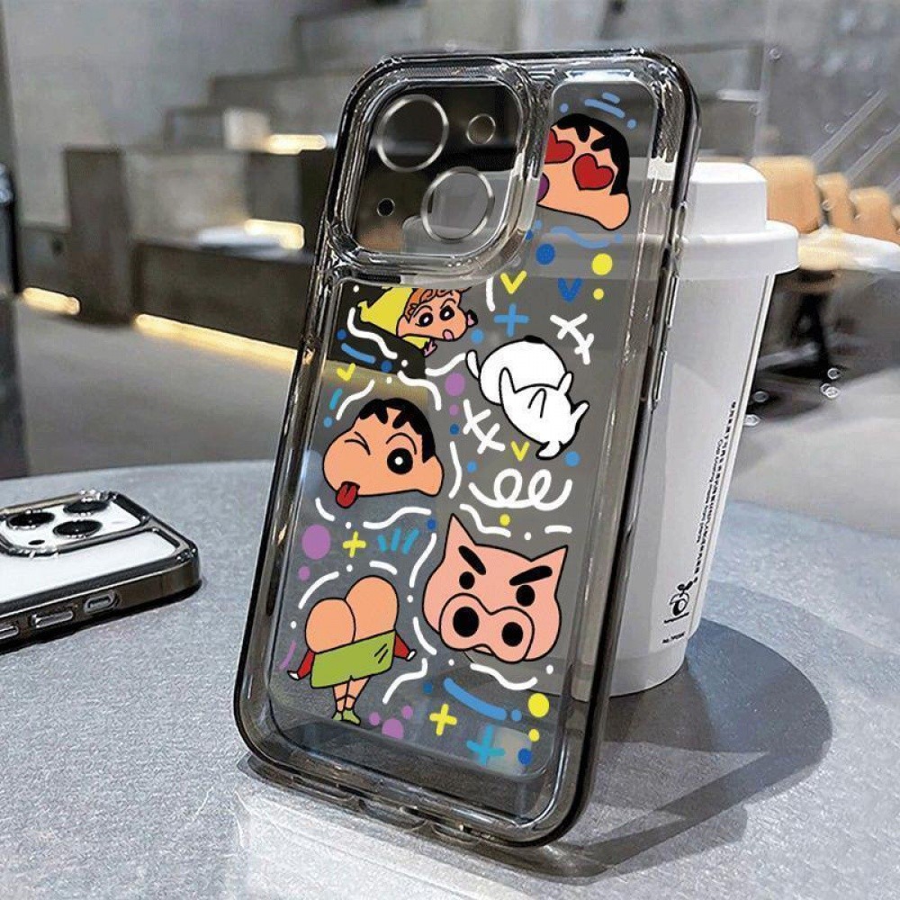 เคสโทรศัพท์เครยอนชินจังตลกสําหรับiphone 11, /16 12 / 13 / 14 / 15pro Maxบุคลิกภาพที่สร้างสรรค์ที่น่าสนใจ เปลือกใส กันน้ํา กันกระแทก เคสป้องกัน