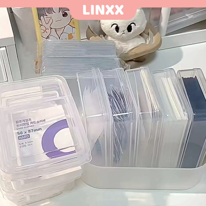 Linxx กล่องเก็บของแบบพลิกโปร่งใส Popcorn กล่องเก็บแขน Mini กล่องพลาสติก Photocard Lomo Card Organizer Case