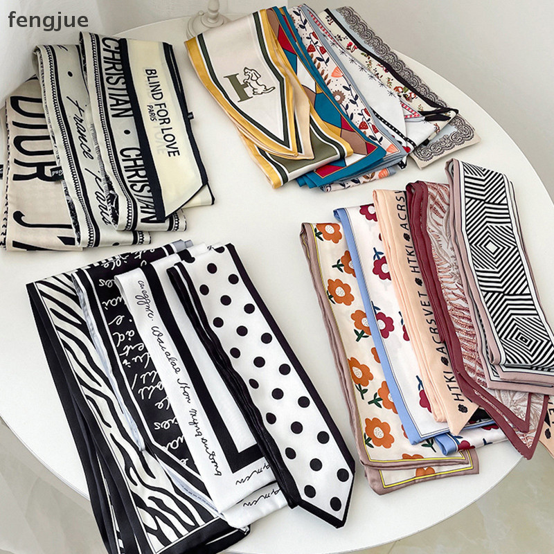 Fengjue ผ้าพันคอผมผู้หญิงผู้ถือผมหางม้า DIY อุปกรณ์เสริมผมใหม่แฟชั่น Double Layered Sa ผ้าพันคอผมวงยาวริบบิ้นโบว์ TH
