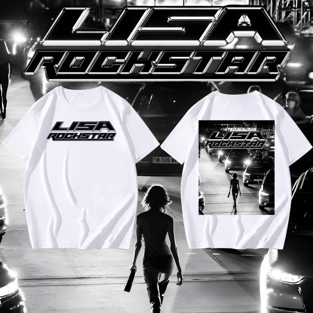 ใหม่ Lisa blackpink ROCKSTAR เสื้อยืดผ้าฝ้าย 100% kpop เสื้อยืดผู้หญิงเสื้อ unisex