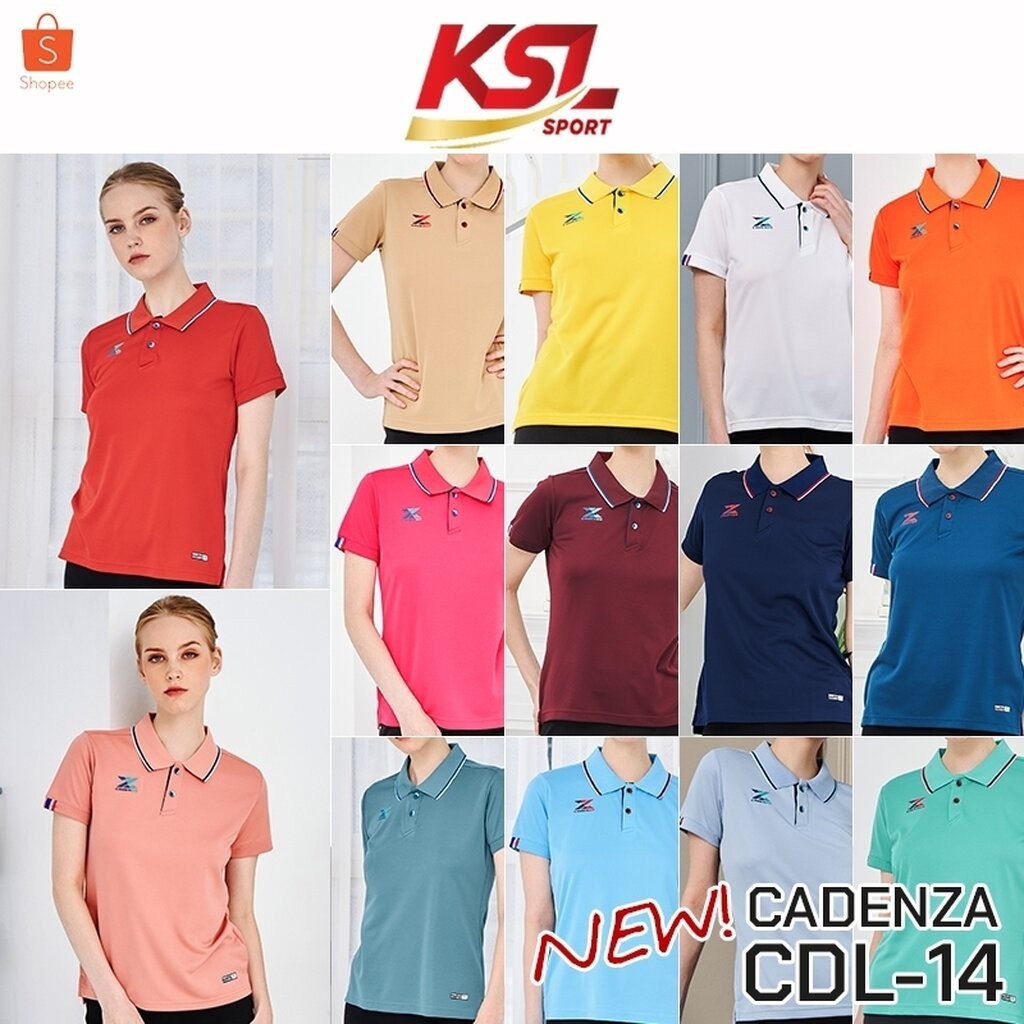 CADENZA เสื้อโปโลผู้หญิง เสื้อคอปก พรีเมี่ยม คาเดนซ่า รุ่น CDL-14Y สีแดง/เลือดหมู/เหลือง/ส้ม/น้ำเงิน
