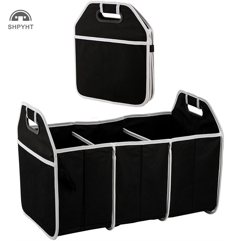 Shpyht กล่องเก็บของท้ายรถขนาดใหญ่พิเศษพับได้ 3 ช่อง Home Car Seat Organizer อุปกรณ์ตกแต่งรถยนต์ภายในใหม่