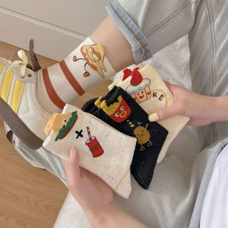 ฤดูใบไม้ผลิฤดูร้อนoriginal French Friesถุงเท้าผู้หญิงSimple Burgerถุงเท้าการ์ตูนDongdaemunหวานCreativeถุงเท้ากลางหลอดIns