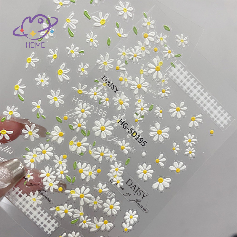 [mayhome] Daisy Flower สติ๊กเกอร์ติดเล็บการ์ตูน Self-Adhesive Diy น่ารักบรรเทาดอกไม้รูปแบบเล็บ Slider สติ๊กเกอร์ตกแต่ง {TH}