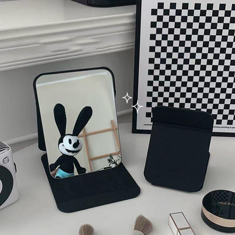 KITH กระจกพกพา กระจกพับได้ กระจก กระจกแต่งหน้า หนัง PU พับได้ แบบพกพา สไตล์เรโทร กระจกตั้งโต๊ะ กระจก แต่งหน้า พกพา