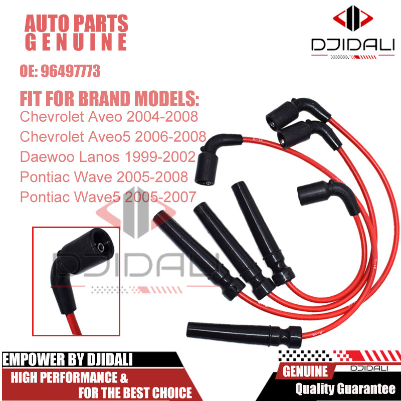หัวเทียนจุดระเบิดชุดสายไฟ 8 มม. สําหรับ Chevrolet Aveo 2004-2008 Aveo5 Pontiac Daewoo L4 1.6L 56010 96497773
