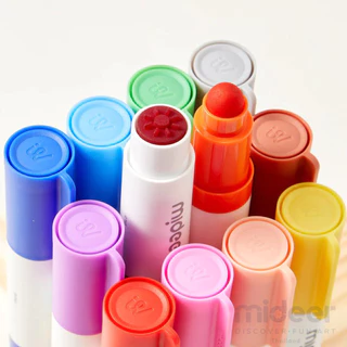 Mideer มิเดียร์ Round-Tip Stamper Washable Marker 2in1 ปากกาเมจิกหัวกลมแบบล้างทำความสะอาดได้ (MD3385-3386)