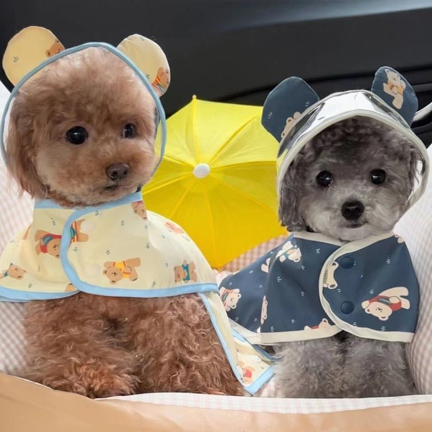 เกาหลี เกาหลี IG Dog เสื้อกันฝนกันน้ํา Poncho Hooded การ์ตูนพิมพ์เสื้อคลุมกันน้ํา-YX-FS-YY