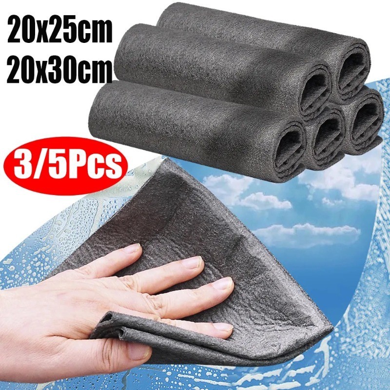 1/3/5 ชิ้นผ้าไมโครไฟเบอร์เมจิกทําความสะอาด / ไม่มีร่องรอยรถกระจกหน้าต่างเช็ดเศษผ้า
