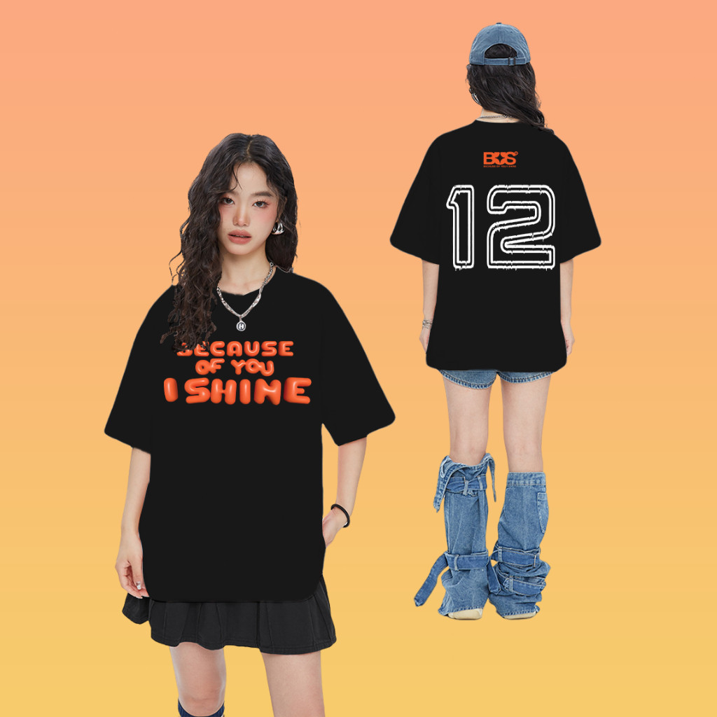 ใหม่ (พร้อมส่ง)เสื้อ BUS because of you i shine T-shirt ผ้าCotton 100% ใส่ได้ ทั้ง ชาย ใส่สบาย