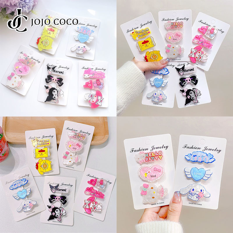 SANRIO โจโจ้ โกโก้ ชุดกิ๊บติดผม ซานริโอ 3 ชิ้นสไตล์เกาหลีหวานและน่ารักเครื่องประดับกิ๊บติดผมผู้หญิงและเด็ก