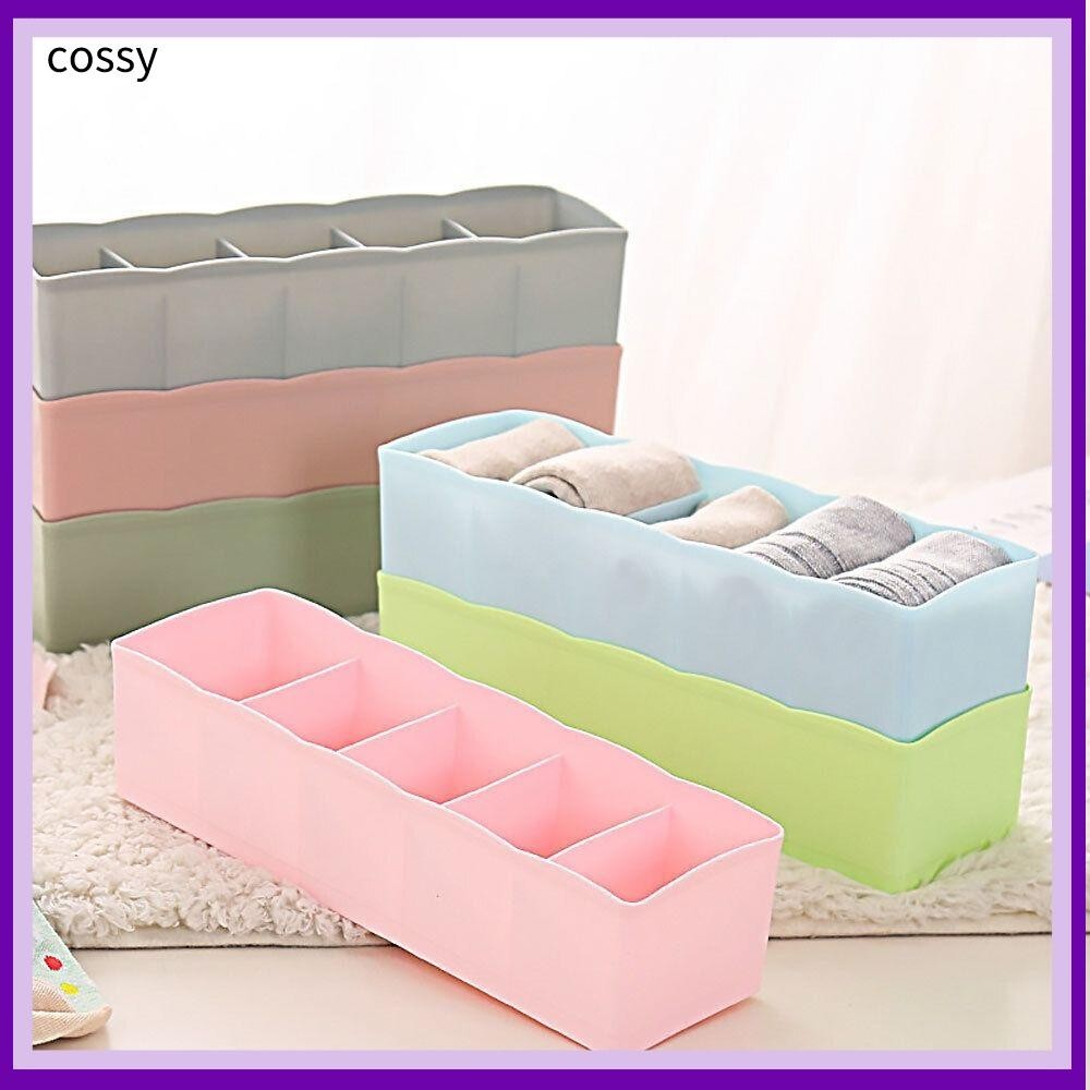 กล่องเก็บของกระจุกกระจิก COSSY, PP Stackable Drawer Divider กล่อง, ห้าตารางในครัวเรือนคอนเทนเนอร์ชุดชั้นในถุงเท้า Organizer