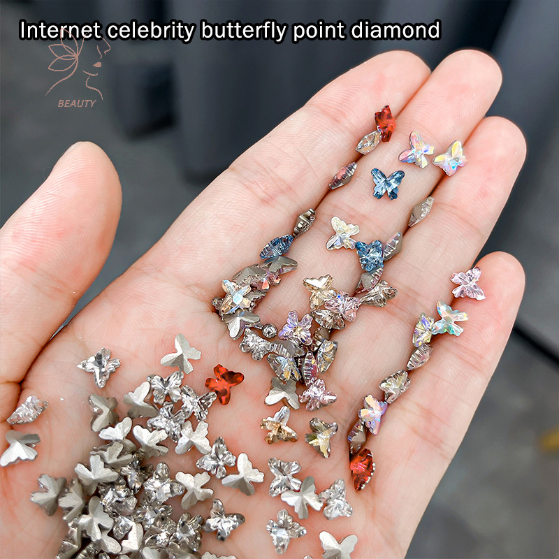[maybeauty] ใหม่ 3D คริสตัลผีเสื้อ Super Flash ด้านล่าง Aurora Diamond 3D ตกแต่งเล็บอุปกรณ์ตกแต่งเล็บ {TH}