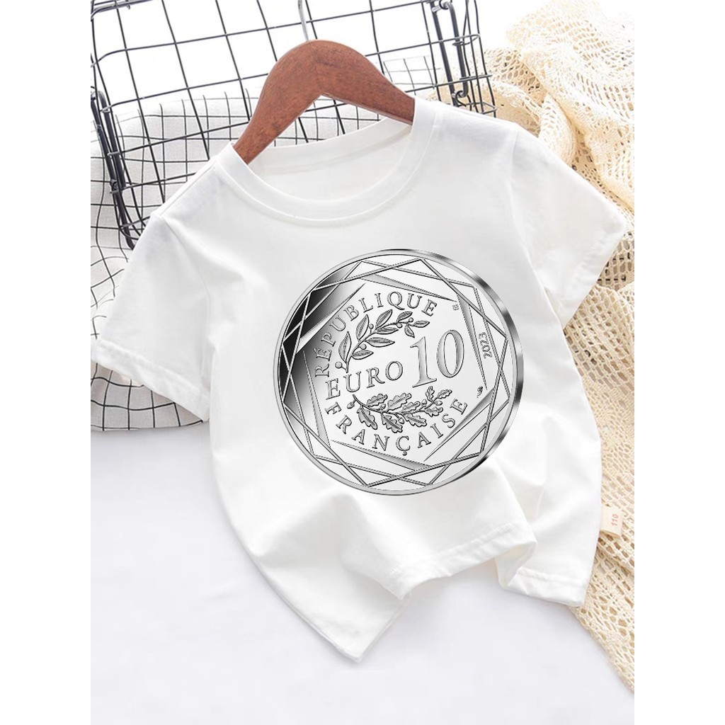 2024 Paris Olympic Games เหรียญที่ระลึก มาสคอตปารีสเกมรอบแขนสั้นแฟชั่นอินเทรนด์ kids' T-Shirt 100-15